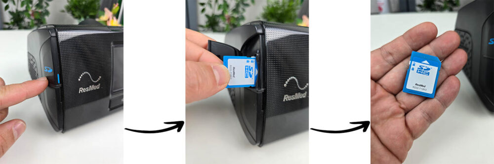 Remove SD card from AirSense CPAP machine