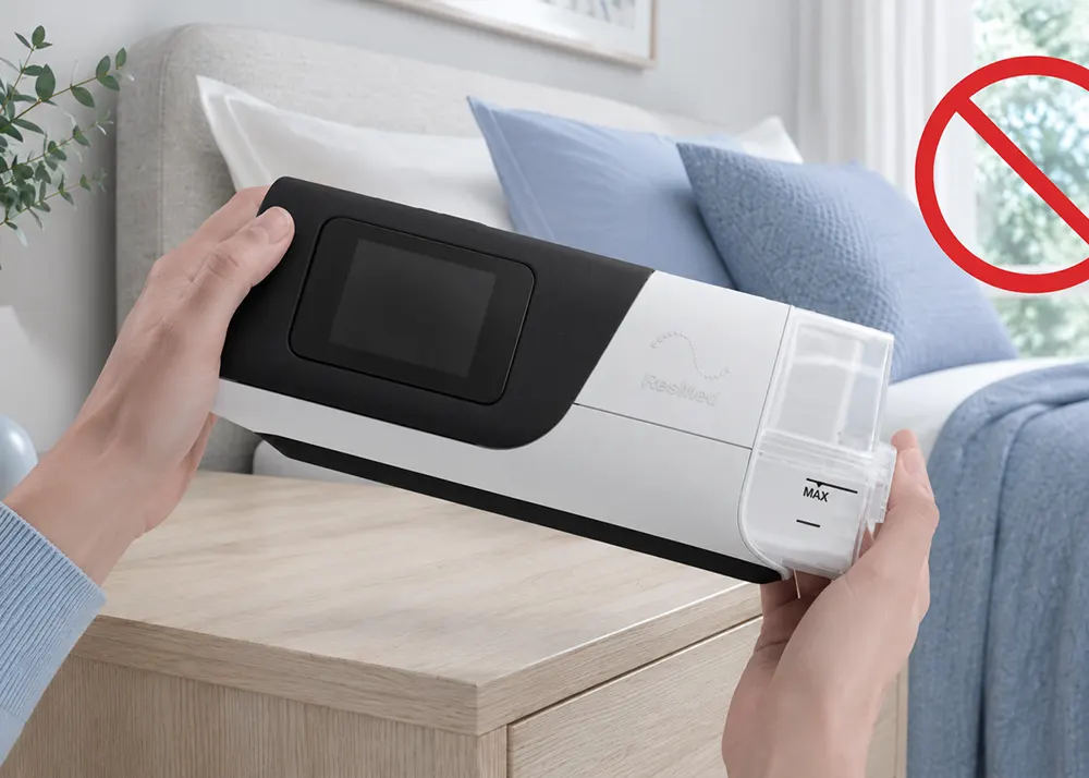 Do not shake CPAP machine with water chamber