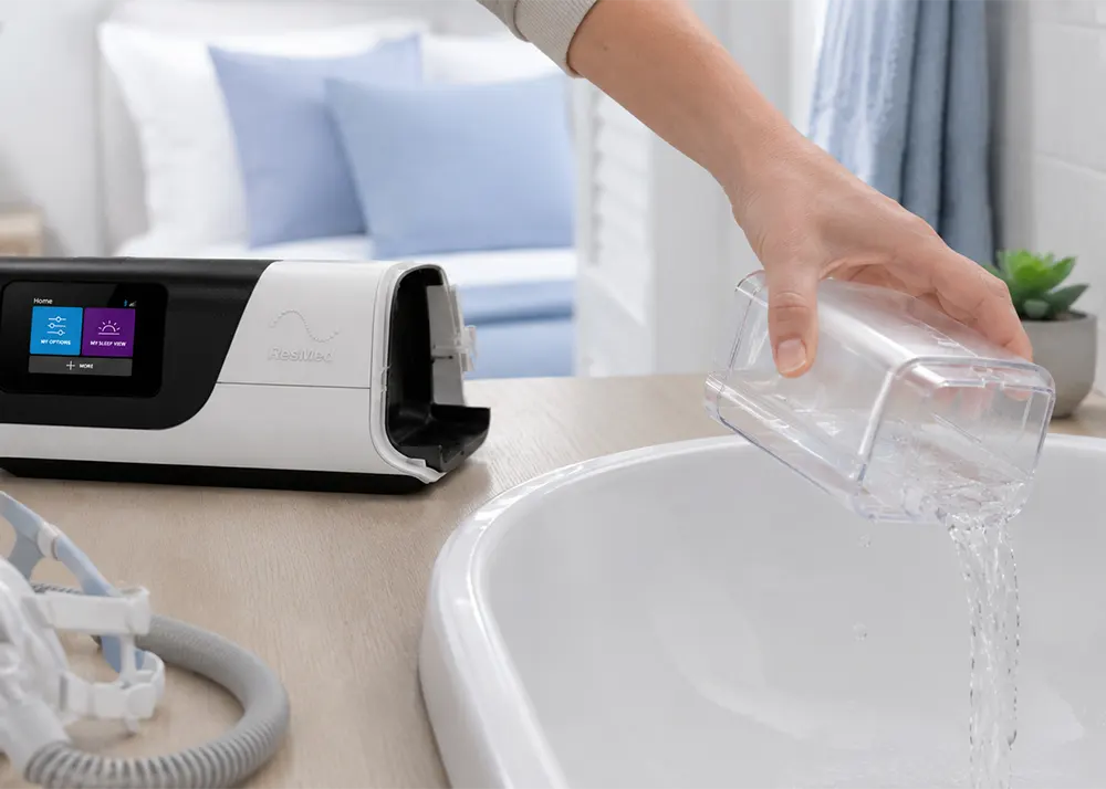 Empty water before moving CPAP machine