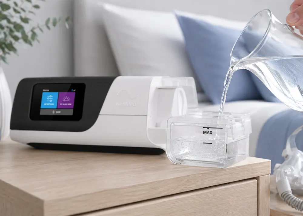 Fill CPAP humidifier chamber only to MAX line